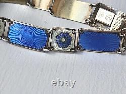 Vintage David Andersen Guilloche Enamel Gilt Sterling Bracelet