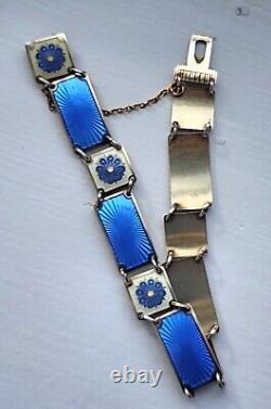 Vintage David Andersen Guilloche Enamel Gilt Sterling Bracelet