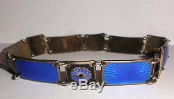 Vintage David Andersen Norway 925s sterling silver enamel guilloche bracelet