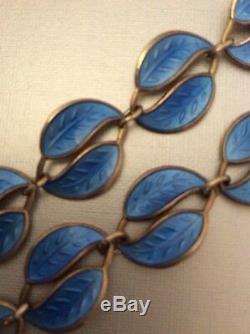 Vintage David Andersen Norway Cobalt Enamel / Sterling Necklace & Bracelet Set