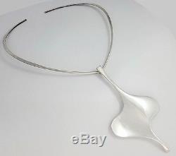 Vintage David Andersen Norway Large Sterling Silver Modernist Pendant Necklace