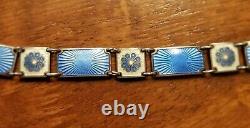 Vintage David Andersen Norway Sterling Silver- Blue Enamel Bracelet