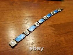 Vintage David Andersen Norway Sterling Silver- Blue Enamel Bracelet