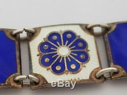 Vintage David Andersen Norway Sterling Silver Blue Enamel Bracelet & Earrings