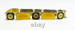 Vintage David Andersen Norway Sterling Silver Yellow Enamel Panel Bracelet 7.25