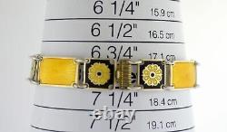 Vintage David Andersen Norway Sterling Silver Yellow Enamel Panel Bracelet 7.25