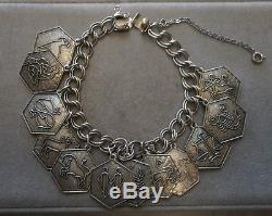 Vintage David Andersen Norway Sterling Silver Zodiac Charm Bracelet Full Set