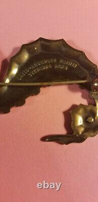 Vintage David Andersen Sterling Silver & Enamel Purple Seahorse Pin