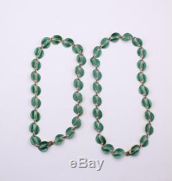 Vintage David Andersen Sterling Silver Green Enamel Necklace Set #1a