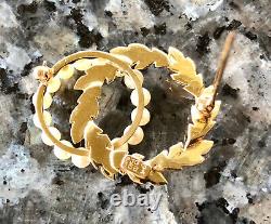 Vintage Designer FJG 14KT Yellow Gold & Pearl Wreath Brooch Pin, 6.7g, 1 3/8