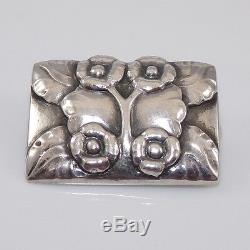 Vintage Early Georg Jensen #66 Sterling Silver Modernist Flower Pin Brooch ZD