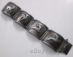 Vintage Finn Jensen Norway Sterling Silver Curved Panes Bracelet 7 102.3 Grams
