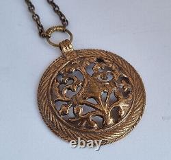 Vintage Finnish Kalevala Koru Bronze Large Pendant Necklace