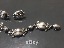 Vintage GEORG JENSEN Bracelet #11 Sterling Moonlight Blossom 11 Denmark Earrings