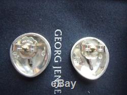 Vintage Georg Jensen Classic Shell Style Sterling Silver #107 Pierced Earrings