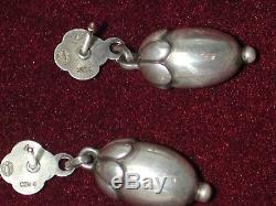 Vintage Georg Jensen Denmark Acorn Pierced Dangle Earrings Sterling Silver #4