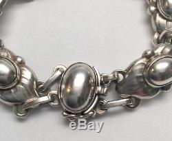Vintage Georg Jensen Denmark Sterling Silver Floral Link Bracelet #15