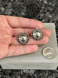 Vintage Georg Jensen Denmark Sterling Silver Modernist Retro Clip Earrings # 85