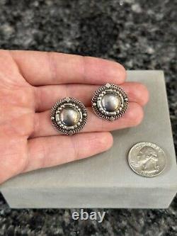 Vintage Georg Jensen Denmark Sterling Silver Modernist Retro Clip Earrings # 85