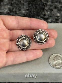 Vintage Georg Jensen Denmark Sterling Silver Modernist Retro Clip Earrings # 85