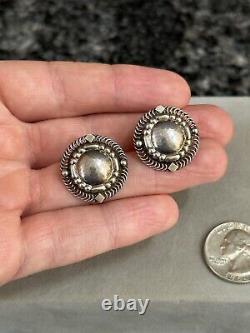 Vintage Georg Jensen Denmark Sterling Silver Modernist Retro Clip Earrings # 85