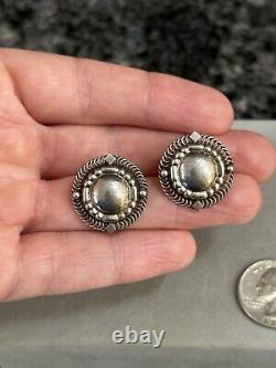 Vintage Georg Jensen Denmark Sterling Silver Modernist Retro Clip Earrings # 85