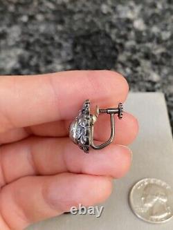 Vintage Georg Jensen Denmark Sterling Silver Modernist Retro Screw Earrings 34