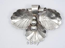 Vintage Georg Jensen Hand Wrought Sterling Shell Floral Pin Brooch 133 2.25