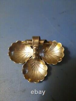 Vintage Georg Jensen Hand Wrought Sterling Shell Floral Pin Brooch 133 2.25