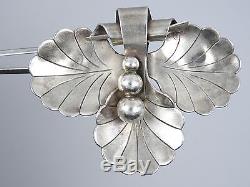 Vintage Georg Jensen Hand Wrought Sterling Shell Floral Pin Brooch 133 2.25