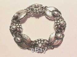 Vintage Georg Jensen Sterling Silver Bracelet withh Flowers & Leaves Signed