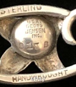 Vintage Georg Jensen Sterling Silver Floral Design Moonstone Bracelet #817B