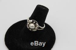 Vintage Georg Jensen Sterling Silver Ring No. 1E with Silverball, Sz 6.5