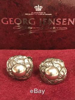 Vintage Georg Jensen Sterling Silver leaf art nouveau clip earrings #74 Denmark