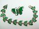 Vintage Green Enamel & Sterling Denmark VOLMER BAHNER Butterfly Bracelet & Pin