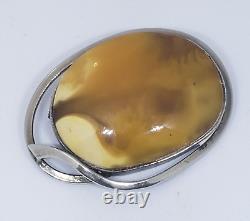 Vintage HANDMADE Natural Baltic Butterscotch Egg Yolk Brooch Pin MODERNIST