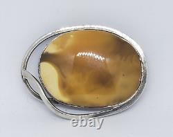 Vintage HANDMADE Natural Baltic Butterscotch Egg Yolk Brooch Pin MODERNIST