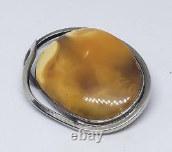 Vintage HANDMADE Natural Baltic Butterscotch Egg Yolk Brooch Pin MODERNIST