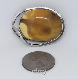 Vintage HANDMADE Natural Baltic Butterscotch Egg Yolk Brooch Pin MODERNIST