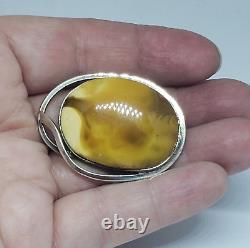 Vintage HANDMADE Natural Baltic Butterscotch Egg Yolk Brooch Pin MODERNIST