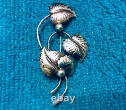 Vintage HERMANN SIERSBOL Sterling Silver DENMARK Leaf Brooch pin