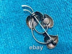 Vintage HERMANN SIERSBOL Sterling Silver DENMARK Leaf Brooch pin