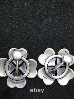 Vintage Hans Hansen Sterling Silver Denmark Heart Clover Earrings