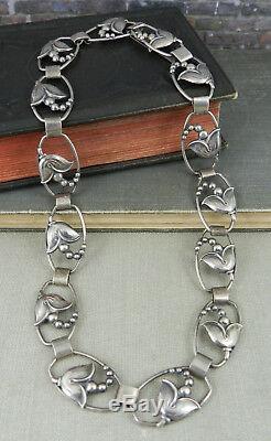Vintage John L. Lauritzen Denmark Sterling Silver Tulip Flower Necklace