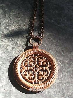 Vintage KALEVALA KORU KK Finland Bronze Medallion Necklace Viking Motif Pendant