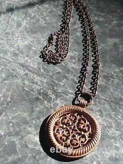 Vintage KALEVALA KORU KK Finland Bronze Medallion Necklace Viking Motif Pendant