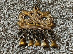 Vintage Kalevala Koru Finland Bronze Dragon Dangle Hearts Viking Necklace