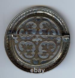 Vintage Kalevala Koru Finland Ornate Sterling Silver Round Pin Brooch