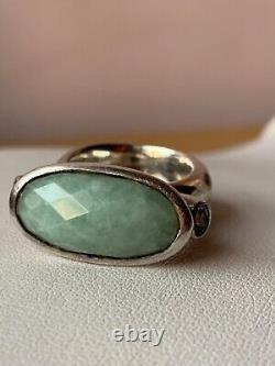 Vintage Links Of London Apple Green Jade Jadeite Sterling Silver Ring Retired