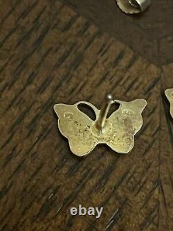 Vintage MCM Volmar Bahner Denmark butterfly sterling enamel earrings & pendant